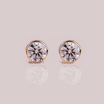 1.5 CT Each Moissanite Diamond Solitaire Stud Earrings Bezel Setting