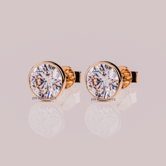 1.5 CT Each Moissanite Diamond Solitaire Stud Earrings Bezel Setting