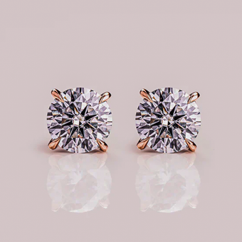 2 CT Each Moissanite Round Cut Solitaire Stud Earrings Four Prong Setting