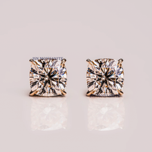 2 CT Each Cushion Cut Moissanite Four Prong Solitaire Stud Earrings