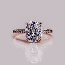 3.5 CT Oval Cut Moissanite Cathedral Solitaire Engagement Ring