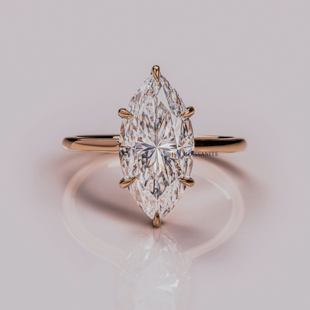 5 CT Marquise Cut Moissanite Solitaire Engagement Ring