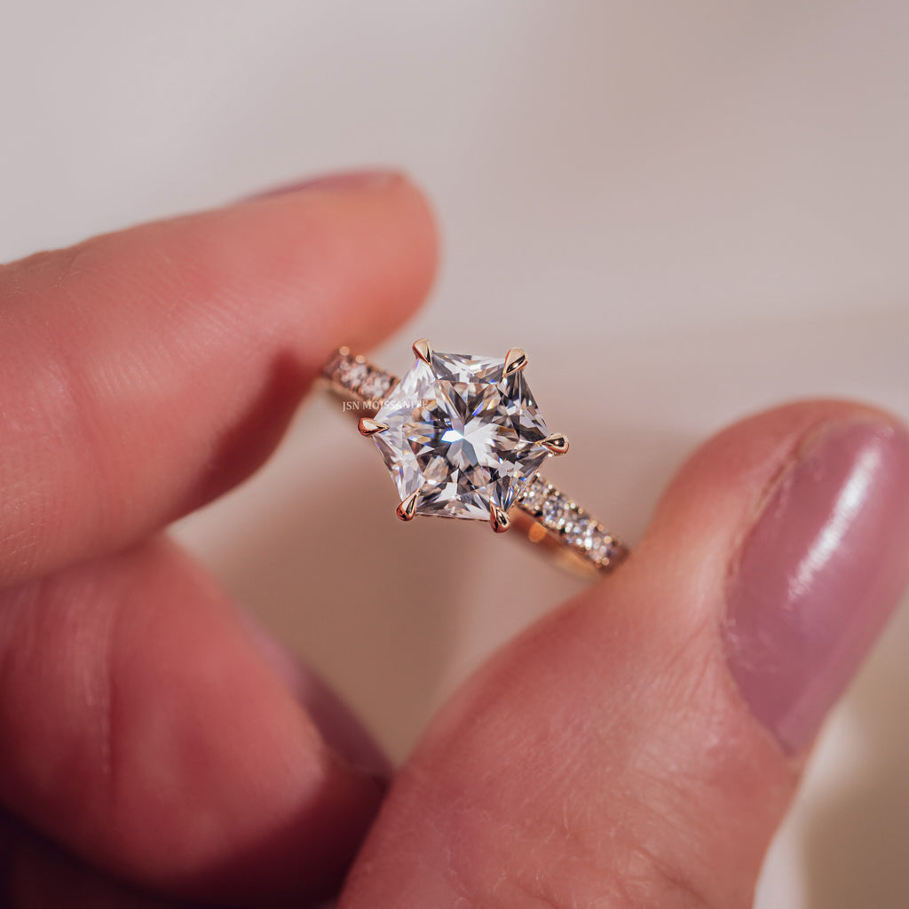 2.5 CT Hexagon Cut Moissanite Diamond Engagement Ring