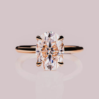 4.5 CT Oval Cut Moissanite Solitaire Ring With Diamond Prong Gift For Her