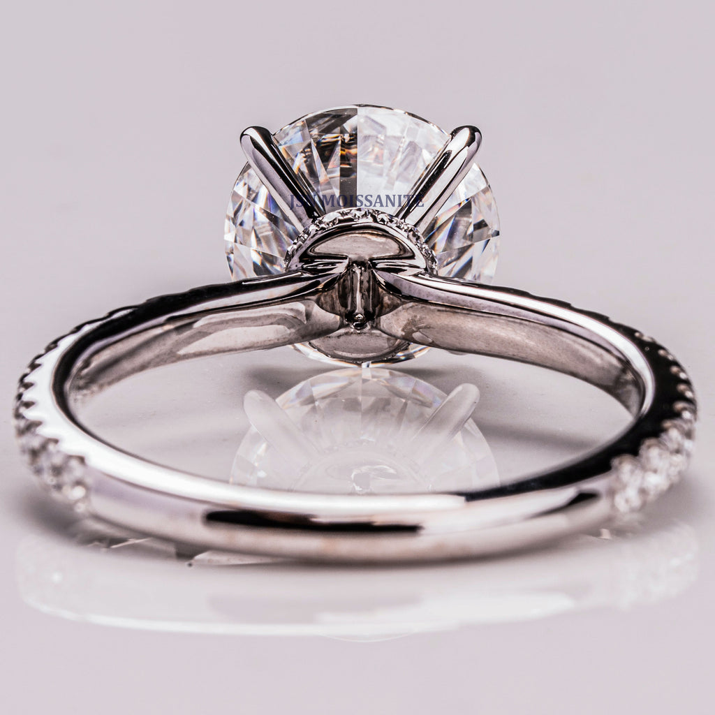 2 CT Round Cut Moissanite Mini Hidden Halo Engagement Ring