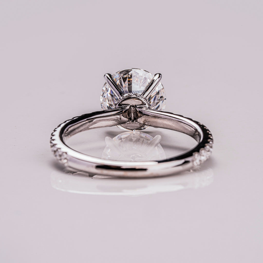 2 CT Round Cut Moissanite Mini Hidden Halo Engagement Ring