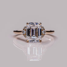 3 CT Emerald Cut Moissanite Diamond Cluster Engagement Ring