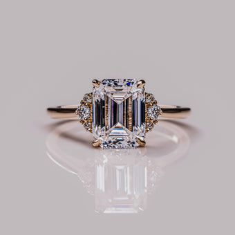 3 CT Emerald Cut Moissanite Diamond Cluster Engagement Ring