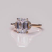 3 CT Emerald Cut Moissanite Diamond Cluster Engagement Ring