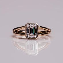 2 CT Emerald Cut Moissanite Split Shank Solitaire Engagement Ring