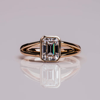 2 CT Emerald Cut Moissanite Split Shank Solitaire Engagement Ring