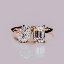 Oval & Emerald Cut Moissanite Diamond Engagement Ring