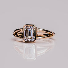 2 CT Emerald Cut Moissanite Split Shank Solitaire Engagement Ring