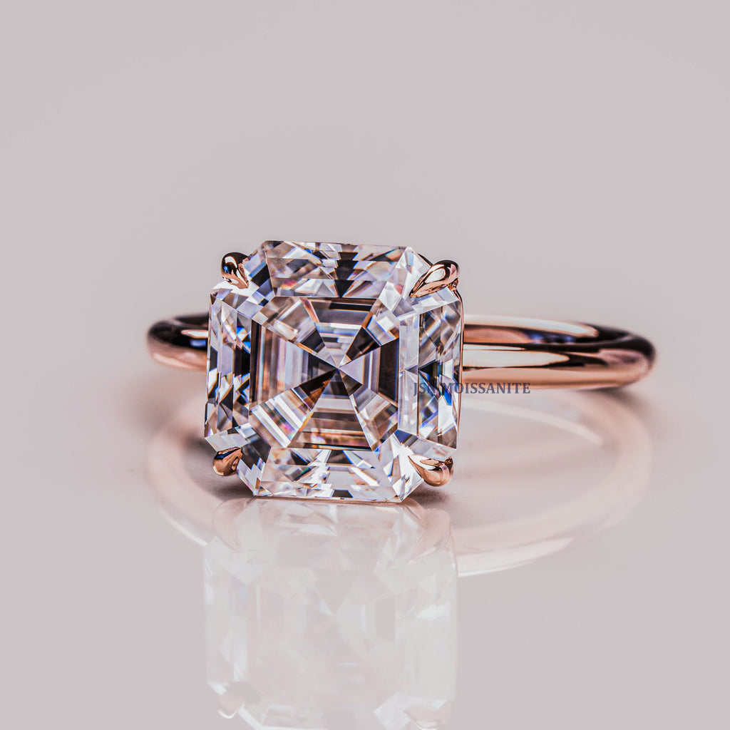 3 CT Asscher Cut Moissanite Diamond Solitaire Engagement Ring