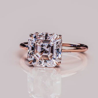 3 CT Asscher Cut Moissanite Diamond Solitaire Engagement Ring