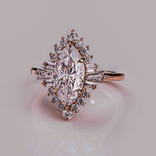 3 CT Marquise Cut Moissanite Cluster Setting Halo Engagement Ring