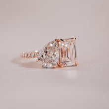 Pear & Emerald Cut Moissanite Two Diamond Engagement Ring For Her