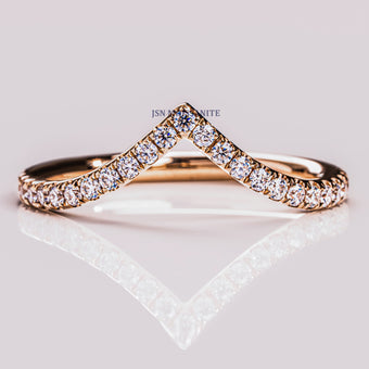 Dainty Moissanite Diamond V Shape Eternity Wedding Band