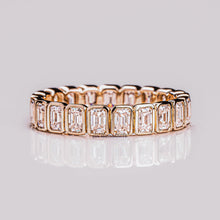 Emerald Cut Moissanite Diamond Bezel Setting Wedding Band