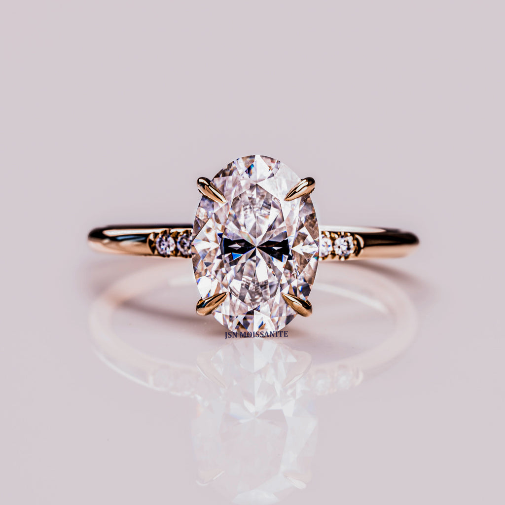 Oval Cut Solitaire Moissanite Engagement Ring