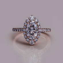 2.5 CT Long Oval Cut Moissanite Diamond Halo Engagement Ring