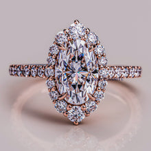 2.5 CT Long Oval Cut Moissanite Diamond Halo Engagement Ring