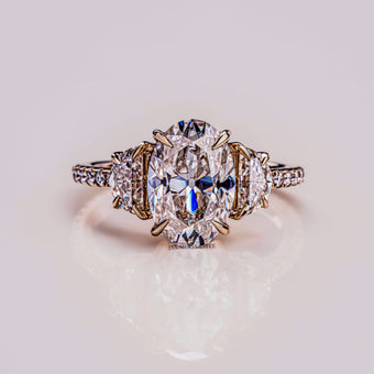 3 CT Oval Cut Moissanite Three Stone Engagement Ring