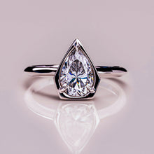 2 CT Pear Shape Moissanite Solitaire Ring White Color VVS Clarity