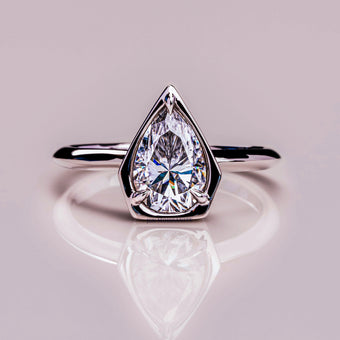 2 CT Pear Shape Moissanite Solitaire Ring White Color VVS Clarity