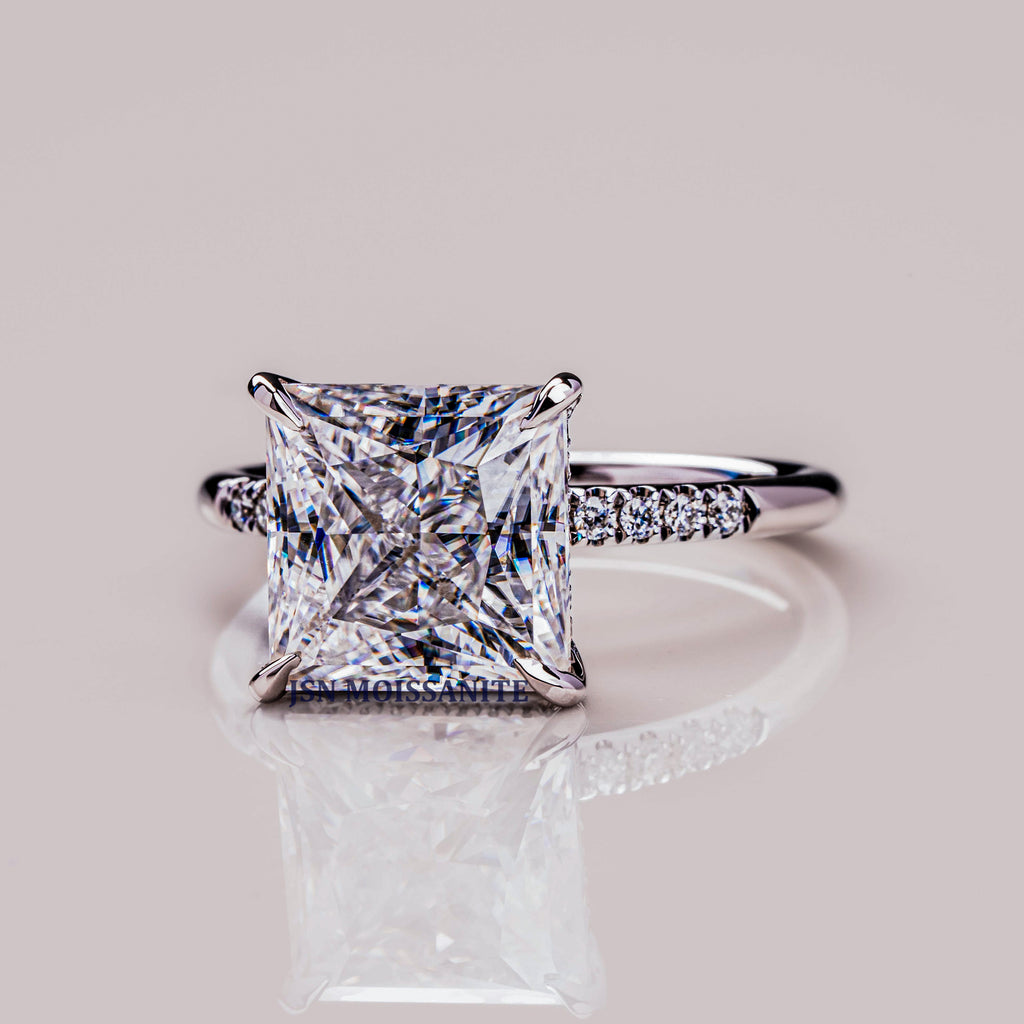 5 CT Princess Cut Moissanite Solitaire Engagement Ring