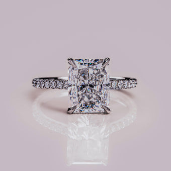 2.5 CT Certified Moissanite Engagement Ring Radiant Cut Solitaire