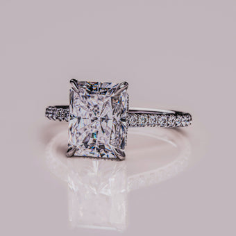 2.5 CT Certified Moissanite Engagement Ring Radiant Cut Solitaire