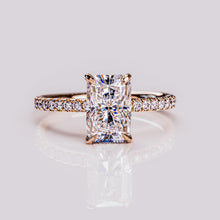 3 CT Radiant Cut Moissanite Diamond Solitaire With Hidden Halo Ring