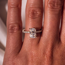 3 CT Radiant Cut Moissanite Diamond Solitaire With Hidden Halo Ring