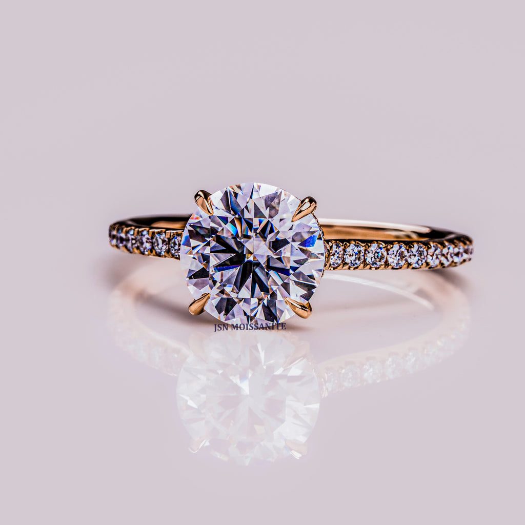 3 CT Round Moissanite Diamond Thin Band Solitaire Ring