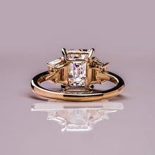 3 CT Emerald Cut Moissanite Three Stone Engagement Ring