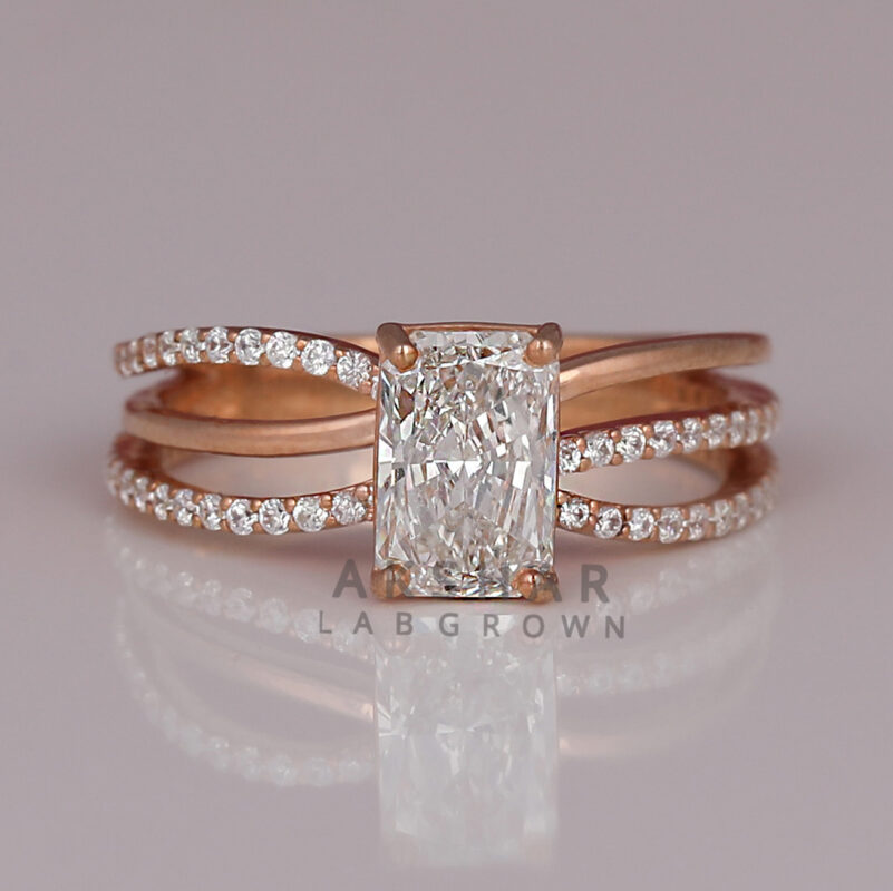 Radiant Cut Three Shank Engagement Ring