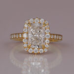 radiant cut halo engagement rings