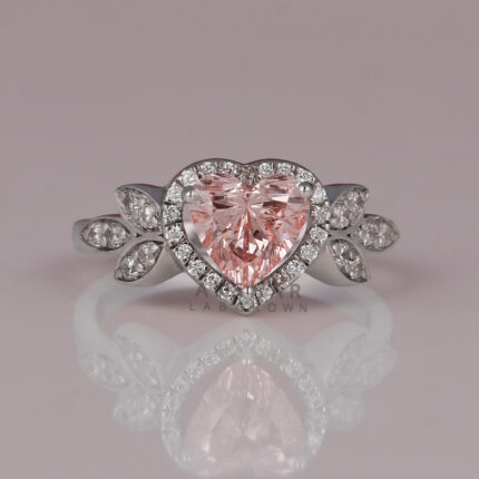 pink heart shaped diamond ring