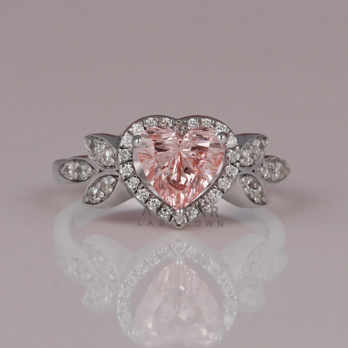 pink heart shaped diamond ring