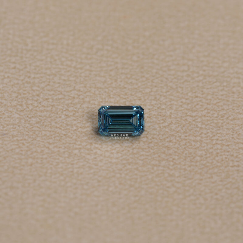 Emerald cut blue diamond